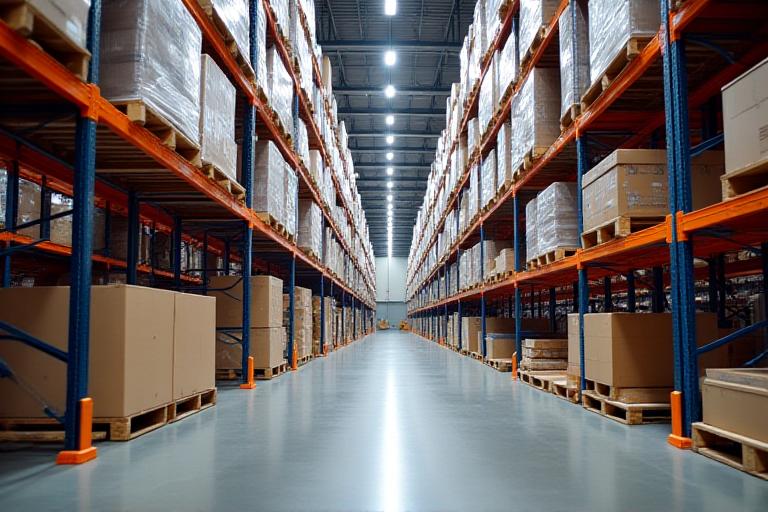 Internal view of high-spec logistics warehouse